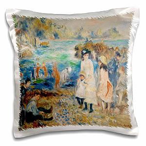 3D Rose pc_169779_1 Children on Seashore, 1883 by Pierre-Auguste Renoir Pillow Case, 16 x 16