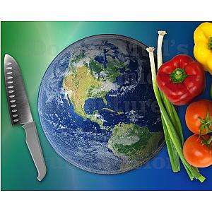 Planet Earth 3rd rock from sun Round glass cutting board