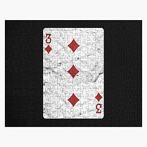 Playing Cards 3 of Diamonds (distressed design) Jigsaw Puzzle