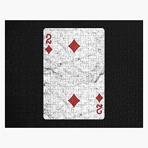 Playing Cards 2 of Diamonds Distressed Design Jigsaw Puzzle