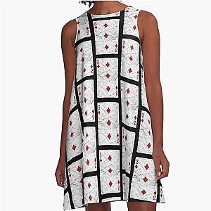 Playing Cards A-Line Dress 3 of Diamonds Distressed Design