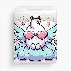 Kawaii Luminous Banshee with Heart-Shaped Sunglasses Duvet Cover