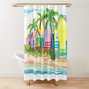 Colorful Caribbean Beach House for Dream Vacations Shower Curtain