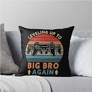 Vintage Level Up To Big Brother Gamer Throw Pillow
