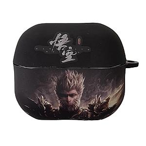 Compatible Samsung Galaxy Buds 3/3 Pro Case Cartoon Myth Wukong Headphone Protective Shell Suitable for Boys Girls Black