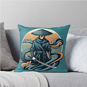 Blue Eye Samurai Retro Throw Pillow