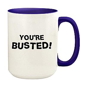 You're Busted 15oz Ceramic Colored Handle and Interior Coffee Mug Cup Deep Purple