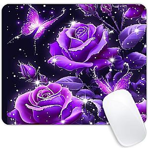 Deep Purple Rose Mousepad Non-Slip Rubber Base for Computers Laptop Office Desk