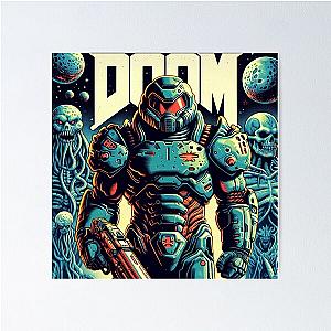 Doom Slayer on a Blue Poster