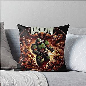 Doom Slayer and Evil Dead Throw Pillow