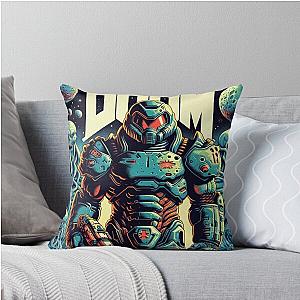Doom Slayer on a Blue Planet Pillow