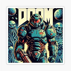 Doom Slayer on a Blue Planet Sticker