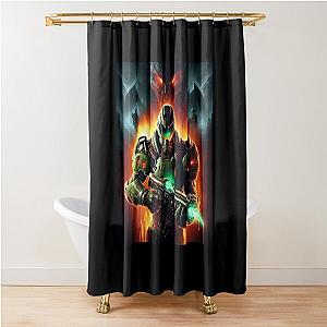 Doom Slayer with Big Front Gate Shower Curtain