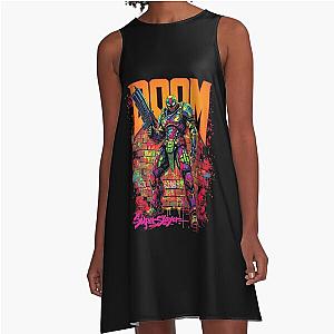 Doom Slayer Retro Pop Art A Line Dress