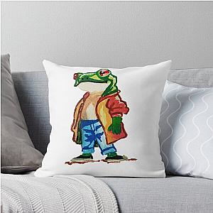 Frogger the Hipster Throw Pillow