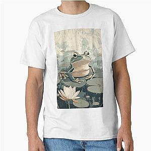 Frogger on a lilypad illustration in muted colors Classic T-Shirt