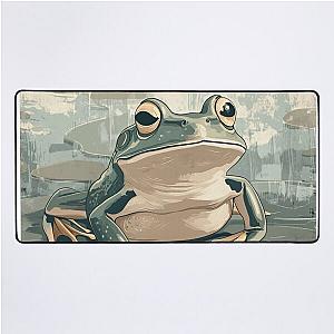 Frogger on a Lily Pad, Muted Colors Desk Mat