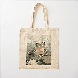 Frogger on a Lillypad illustration Cotton Tote Bag