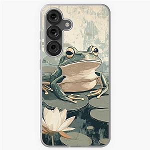 Frogger on a lilypad illustration with muted colors for Samsung Galaxy Soft Case