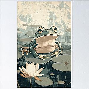 Frogger on a lily pad illustration Poster