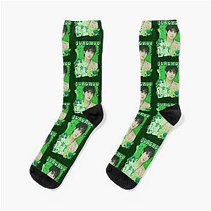 Neon Green Vibes Jungwoo NCT 127 Collage Socks
