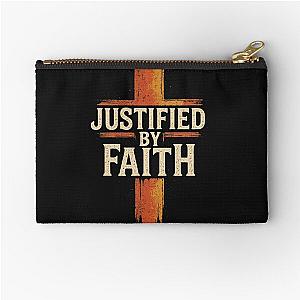 Justified by Faith Distressed Cross Graphic Zipper Pouch