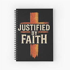Justified by Faith Distressed Cross Graphic Spiral Notebook
