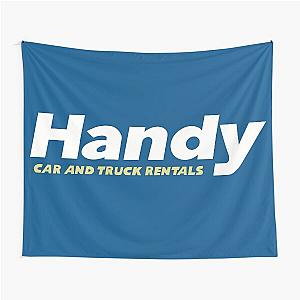 Handy Car Rental Logo Kims Convenience Tapestry Blue Background