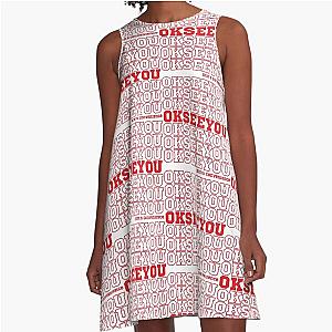 OKEEYOU Funny Kim's Convenience Saying Red Collage Inspo A-Line Dress