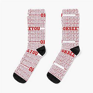 Funny Kim's Convenience Saying Red Collage Socks
