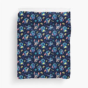 Cute stitch pattern 90s kid cartoon alien ohana hawaii duvet cover