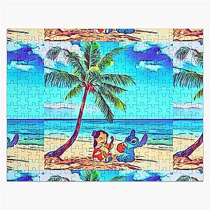 Hawaii Lilo Stitch Coconut Beach Aloha Ukulele Jigsaw Puzzle
