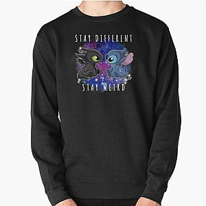 Toothless And Stitch Stay Weird Short Sleeve Pullover Sweatshirt