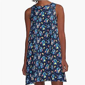 Cute 90s Kid Cartoon Alien Ohana Hawaii A-Line Dress