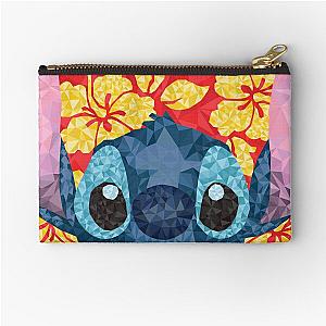 Geometric Stitch Hawaiian Flowers Zipper Pouch