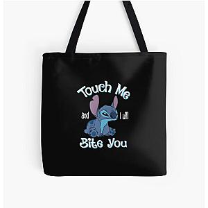 Stitch and Lilo Stitch Touch Me and I Will Bite You All Over Print Tote Bag