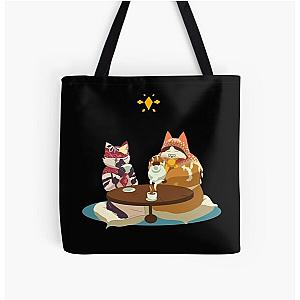 Monster Hunter Grappendix and Meowscular Chef Tea Time Chef Cat Palico All Over Print Tote Bag