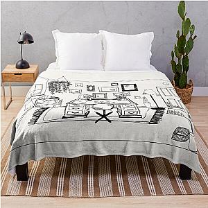 Cluttered Office Space Throw Blanket