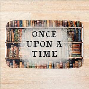 Once upon a Time Bookshelf with Watercolor Vintage Look Bath Mat