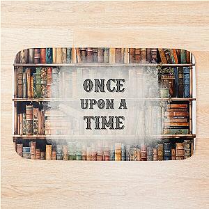 Once a time Bookshelf full of books watercolor vintage Bath Mat