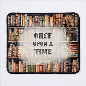 Once upon a time Bookshelf with books Watercolor vintage look Mouse Pad