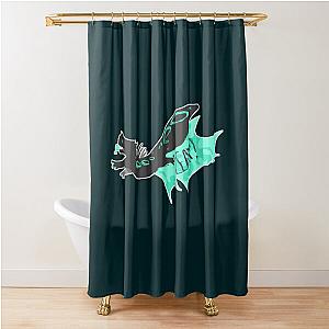 Cyan lizard rain shower curtain
