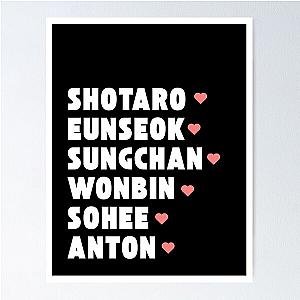 RIIZE with Member Names Kpop Group Design BLACK Poster