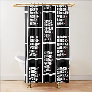 RIIZE with Member Names K-POP Group Design BLACK Shower Curtain