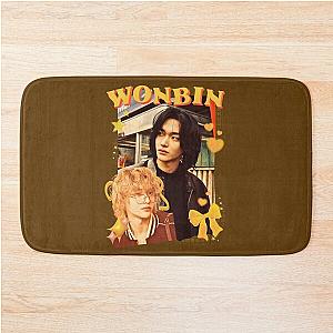 Cute Yellow Collage of K-pop Group Riize Wonbin Bath Mat