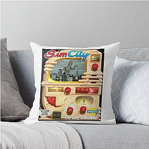 Original Simcity 1989 Box Art Maxis City Builder Simulation Retro PC Gamer Design Throw Pillow