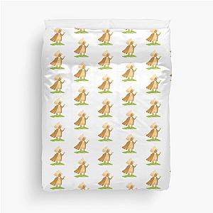 A lonely moth holding a yellow butterfly in daytime prairie (chibi) Sky Children of Light Duvet Cover
