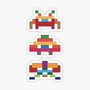 Retro Space Invaders Alien Fleet Vibrant Pixel Art T-Shirt Sticker