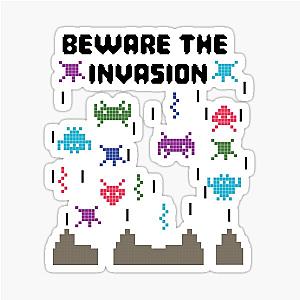 Pixel Alien Invasion Retro Space Invader Art Gamer Sticker