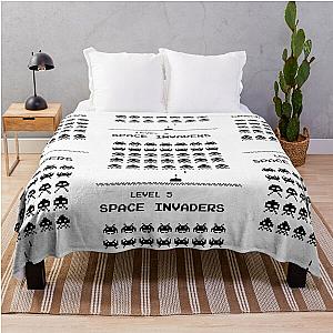 Space invaders black throw blanket